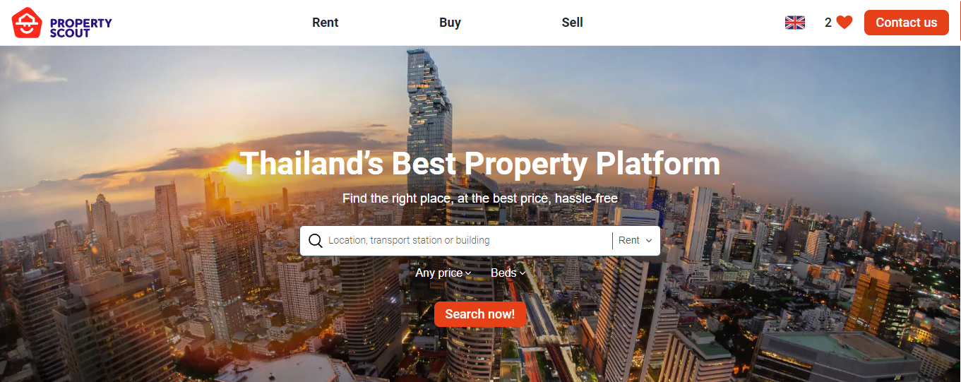 screenshot of propertyscout website